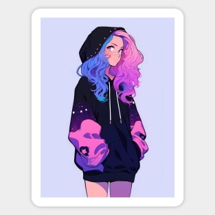 Anime Dreamer Sad Girl Hooded Sticker